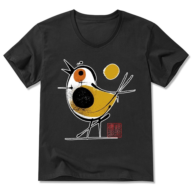 Tokyo-Tiger Aesthetic Yellow And Black Bird V-Neck Classic T-Shirt