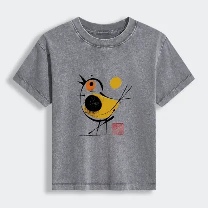 Tokyo-Tiger Aesthetic Yellow And Black Bird Women's Washed T-shirt