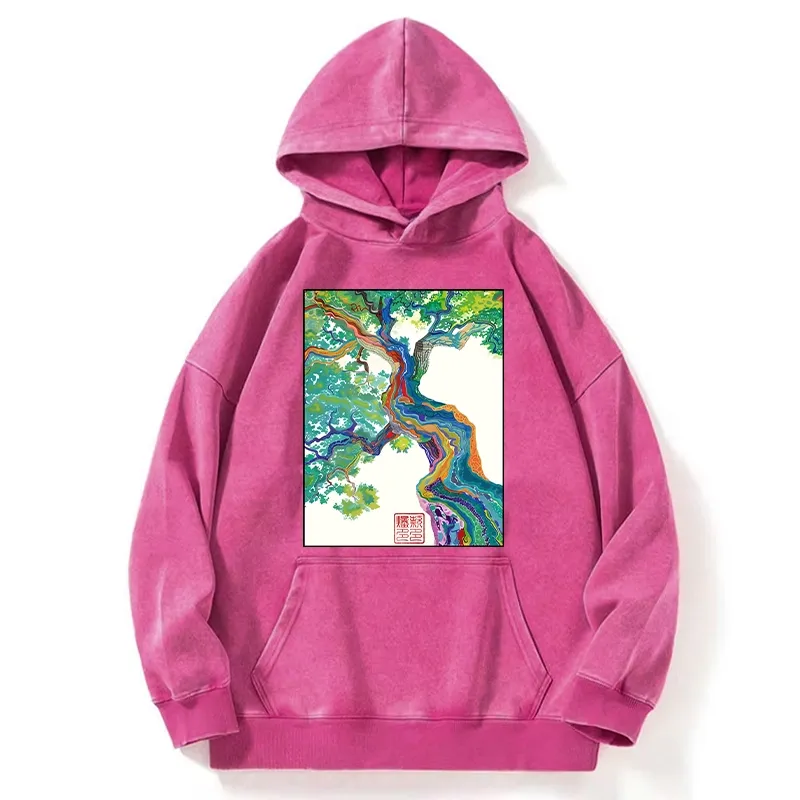 Tokyo-Tiger Colorful Magic Tree Washed Hoodie
