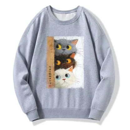 Tokyo-Tiger Three Cute Cats Watch You Classic Sweatshirt