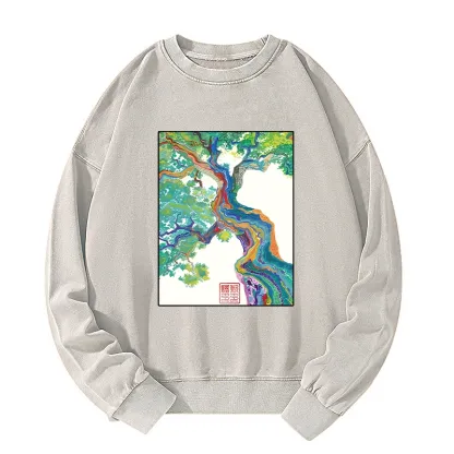 Tokyo-Tiger Colorful Magic Tree Washed Sweatshirt