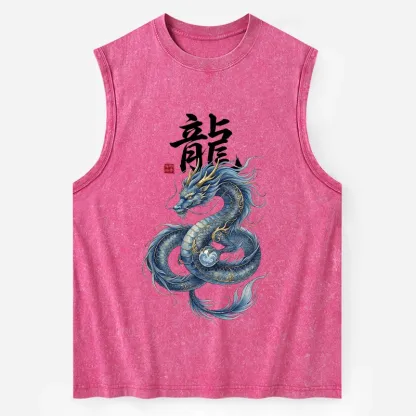 Tokyo-Tiger Mythic Blue Dragon Washed Tank