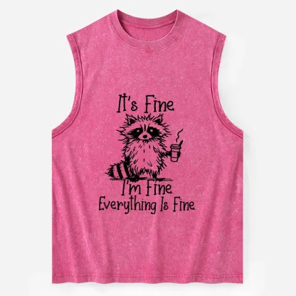 Tokyo-Tiger Raccoon Fine Meme Washed Tank