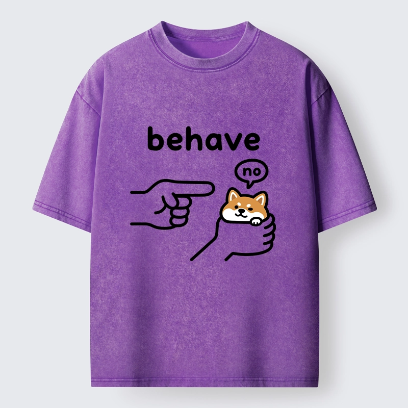 Tokyo-Tiger Funny Shiba Refusing To Behave Washed T-Shirt