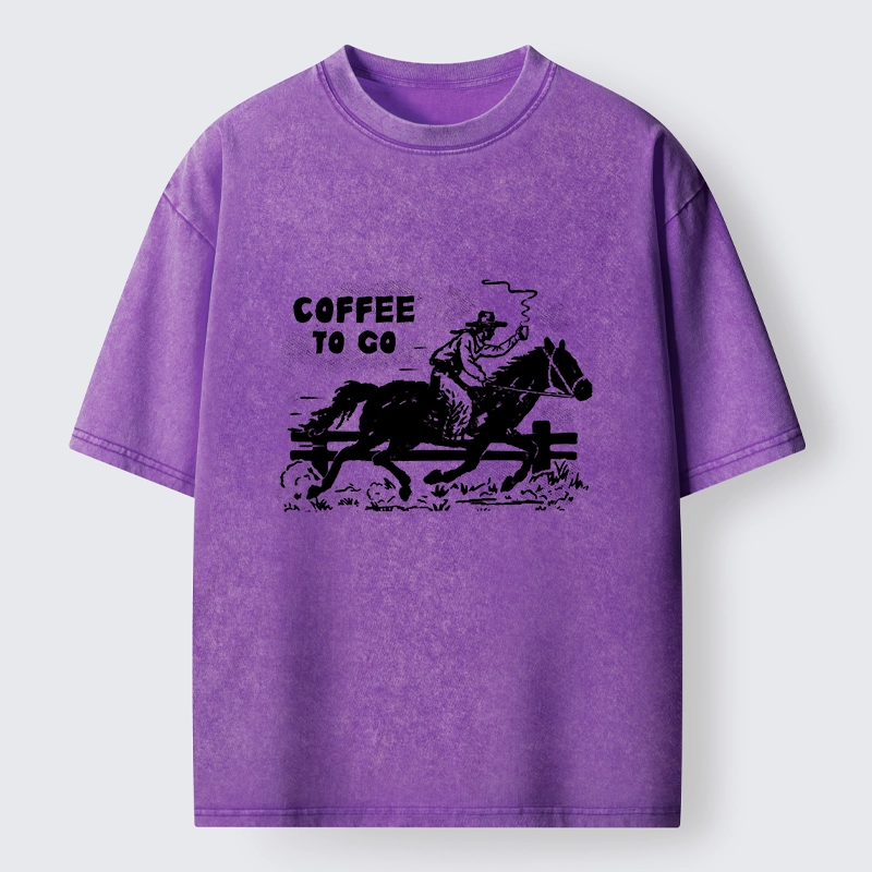 Tokyo-Tiger Cowboy With Coffee To Go Washed T-Shirt