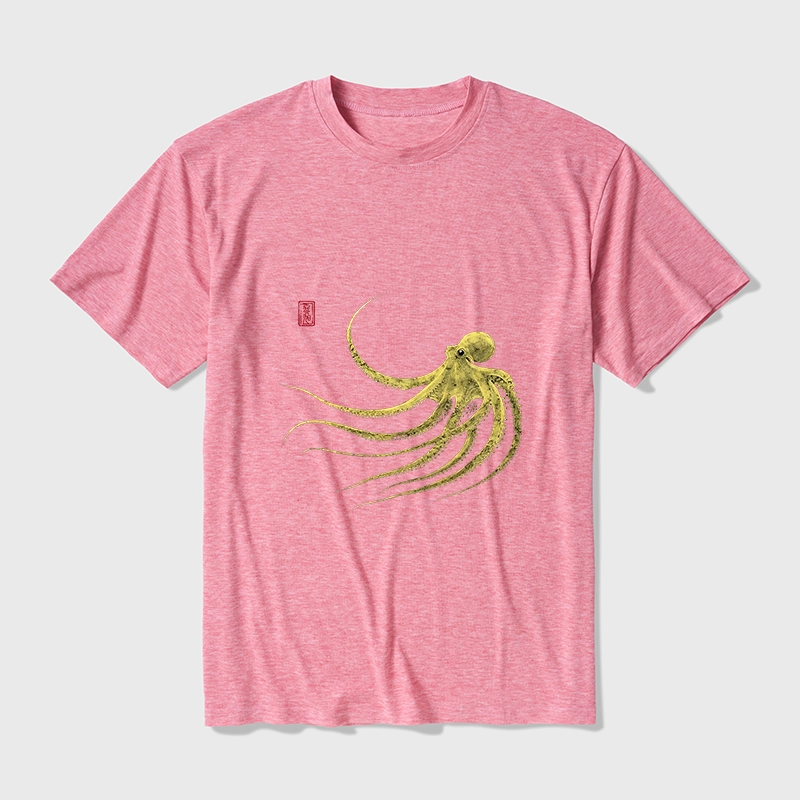 Tokyo-Tiger Retro Octopus Japanese Cotton Blend T-Shirt