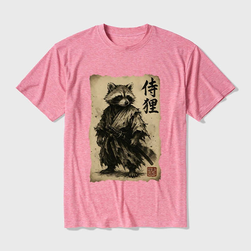 Tokyo-Tiger Retro Raccoon Samurai Cotton Blend T-Shirt