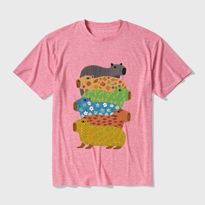Tokyo-Tiger Colorful Capybaras Cotton Blend T-Shirt