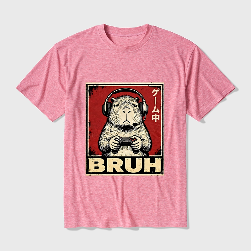 Tokyo-Tiger Funny Capybara Playing Games Cotton Blend T-Shirt