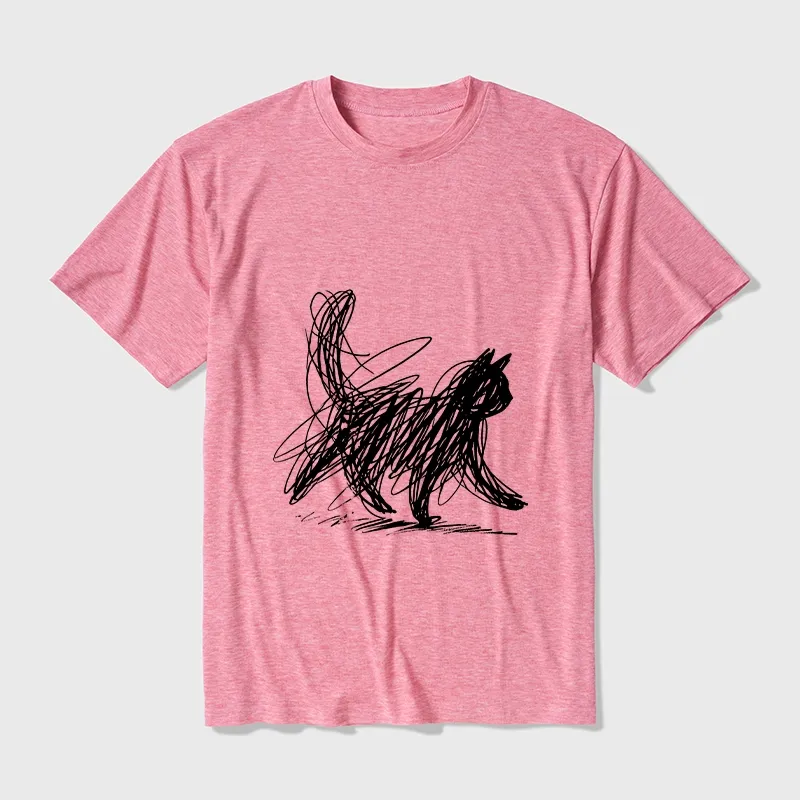 Tokyo-Tiger Minimalist Cat Art Cotton Blend T-Shirt