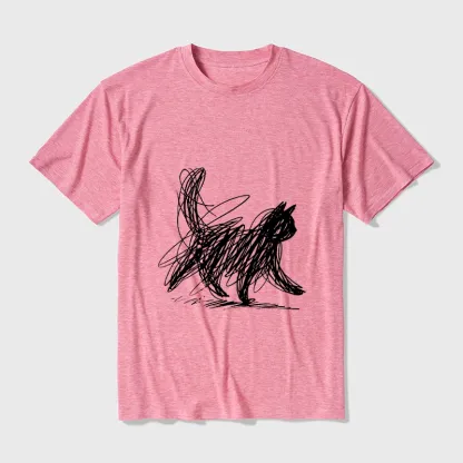 Tokyo-Tiger Minimalist Cat Art Cotton Blend T-Shirt