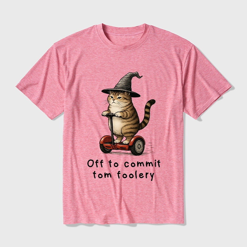 Tokyo-Tiger Orange Cat Riding Segway-style Cotton Blend T-Shirt