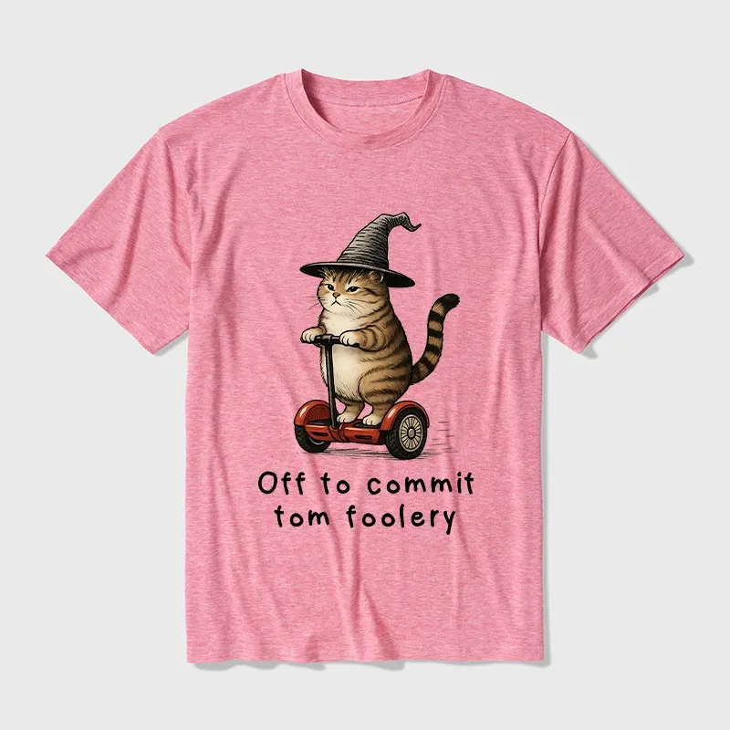 Tokyo-Tiger Orange Cat Riding Segway-style Cotton Blend T-Shirt