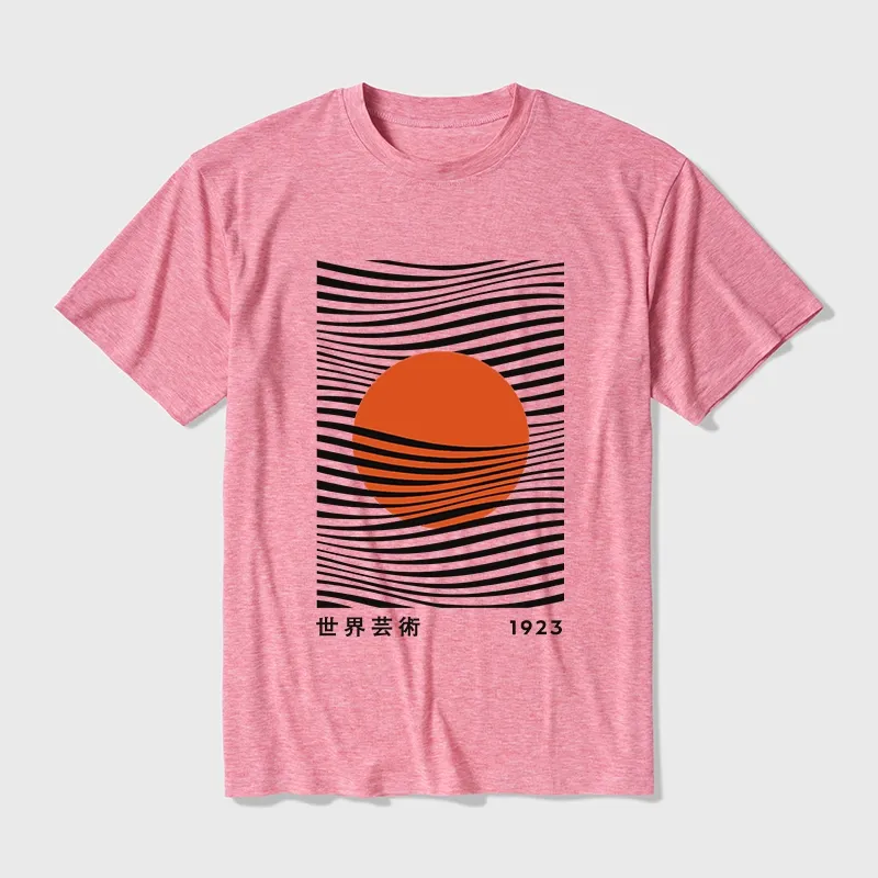 Tokyo-Tiger Minimalist Art Sun Cotton Blend T-Shirt
