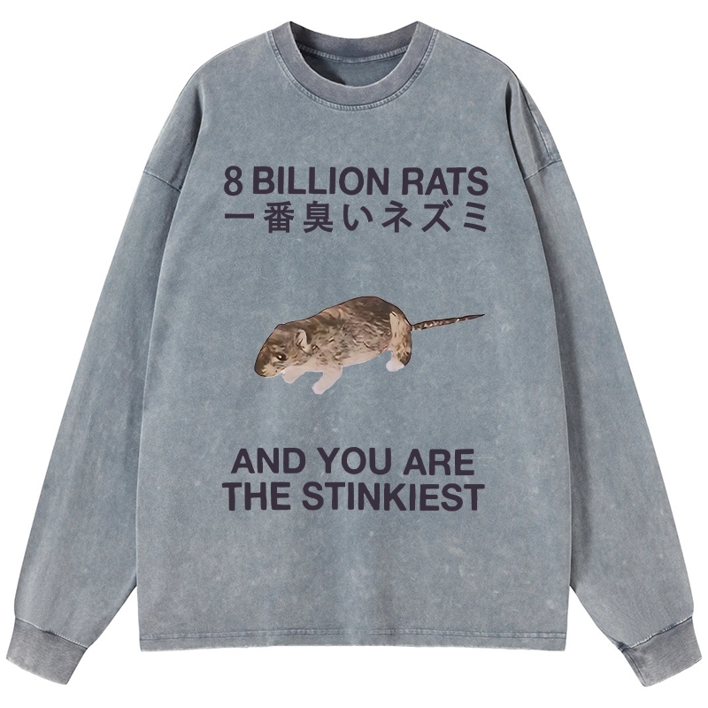 Tokyo-Tiger World's Stinkiest Rat Washed Long Sleeve T-Shirt