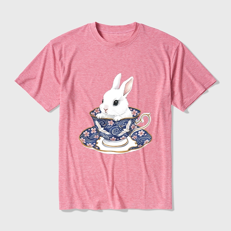Tokyo-Tiger Cute Rabbit Tea Set Cotton Blend T-Shirt