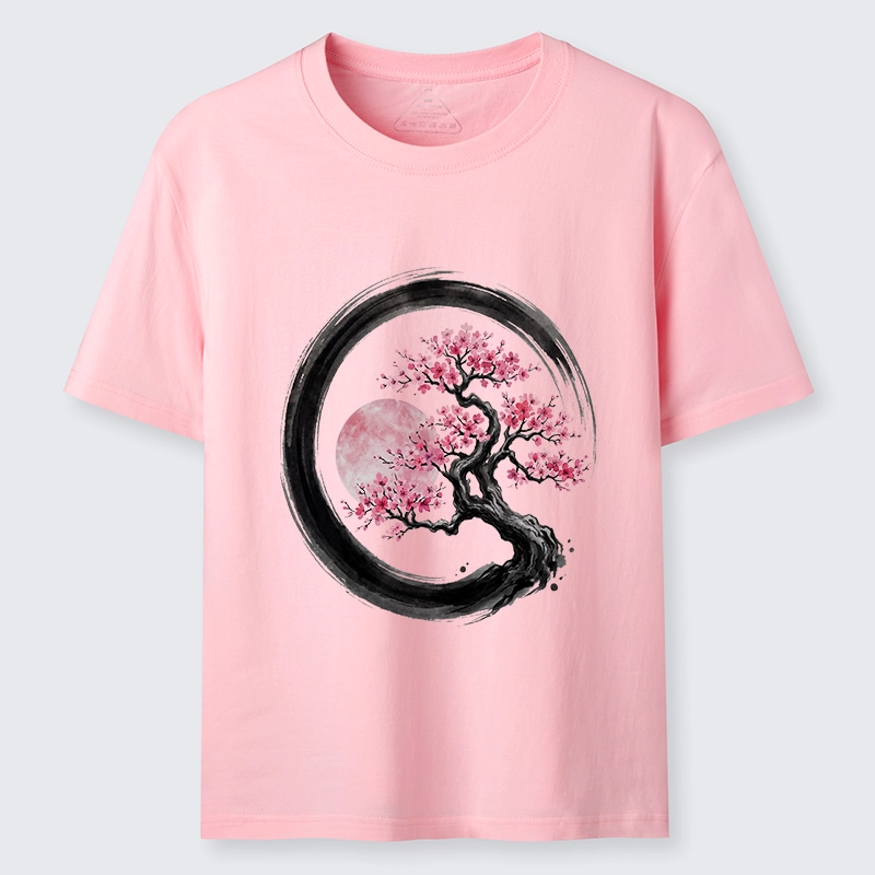 Tokyo-Tiger Zen Sakura Tree With Pink Moon Classic T-Shirt