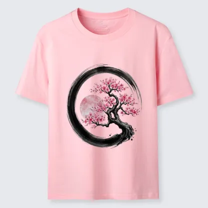 Tokyo-Tiger Zen Sakura Tree With Pink Moon Classic T-Shirt