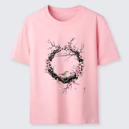 Tokyo-Tiger Sakura Wreath And Little Bird Classic T-Shirt