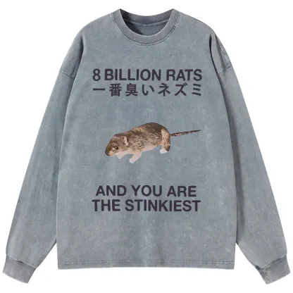 Tokyo-Tiger World's Stinkiest Rat Washed Long Sleeve T-Shirt