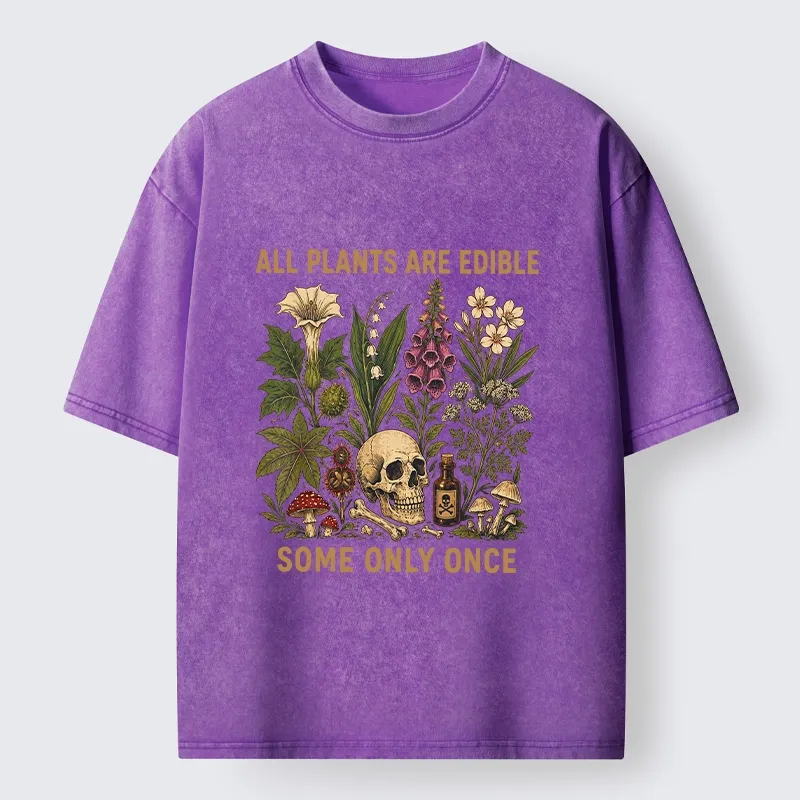Tokyo-Tiger Edible Plants Some Only Once Joke Washed T-Shirt