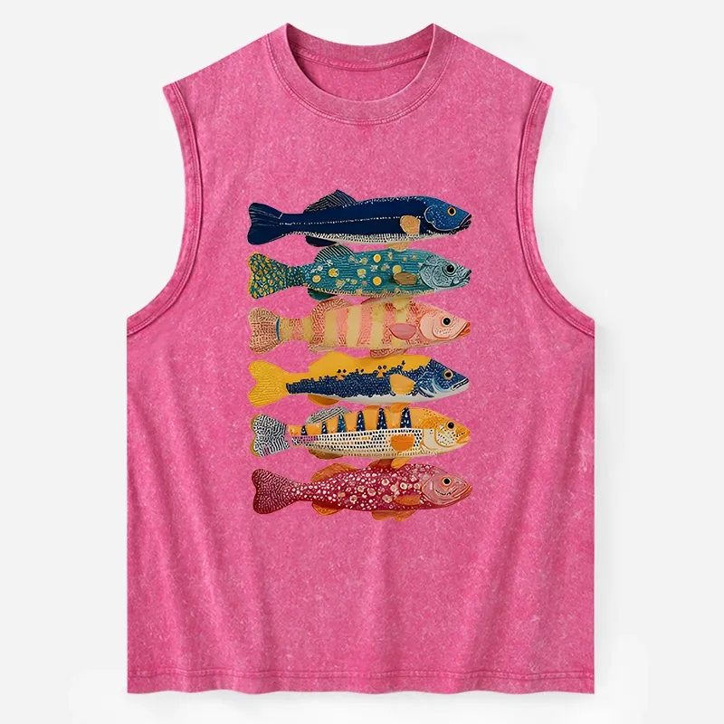 Tokyo-Tiger Colorful Fish Art Collection Washed Tank