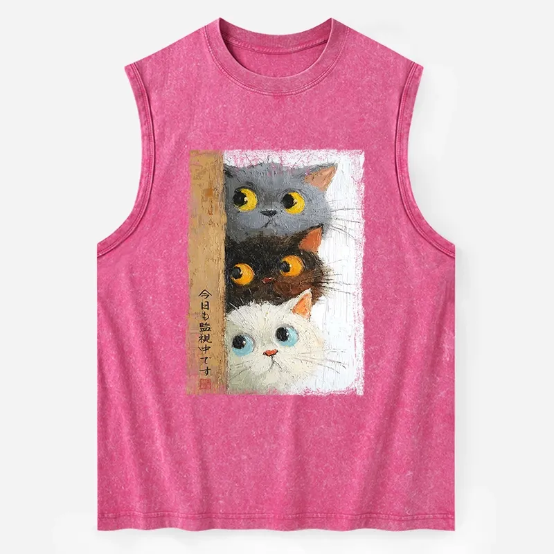 Tokyo-Tiger Three Cute Cats Watch You Washed Tank Sale