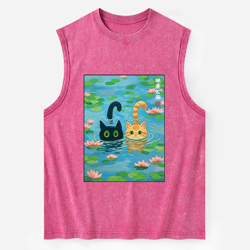 Tokyo-Tiger Cats In The Lotus Pond Washed Tank