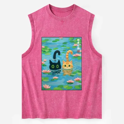 Tokyo-Tiger Cats In The Lotus Pond Washed Tank