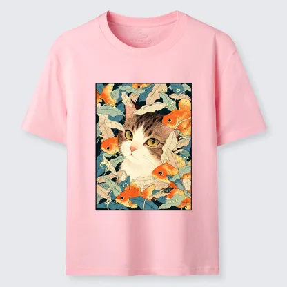 Tokyo-Tiger Cat Surrounded By Goldfish Classic T-Shirt