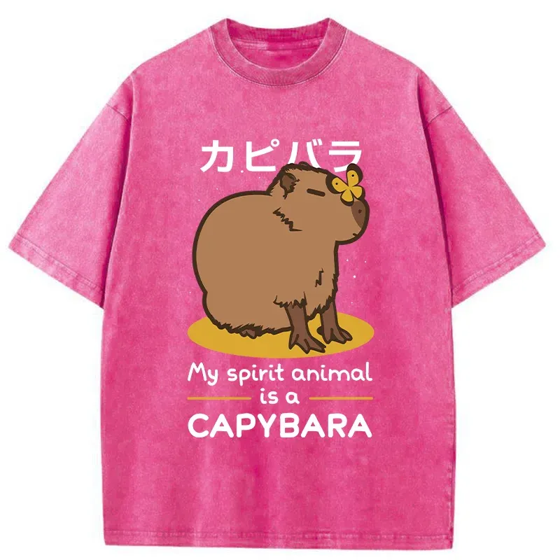 Tokyo-Tiger Spirit Animal Capybara Washed T-Shirt