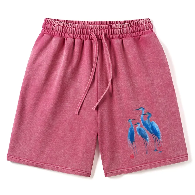 Tokyo-Tiger Flocks Of Great Blue Herons Washed Shorts