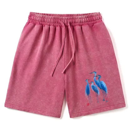 Tokyo-Tiger Flocks Of Great Blue Herons Washed Shorts