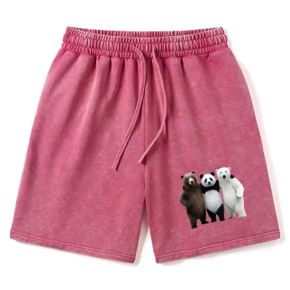 Tokyo-Tiger Three Bears Stand Together Washed Shorts