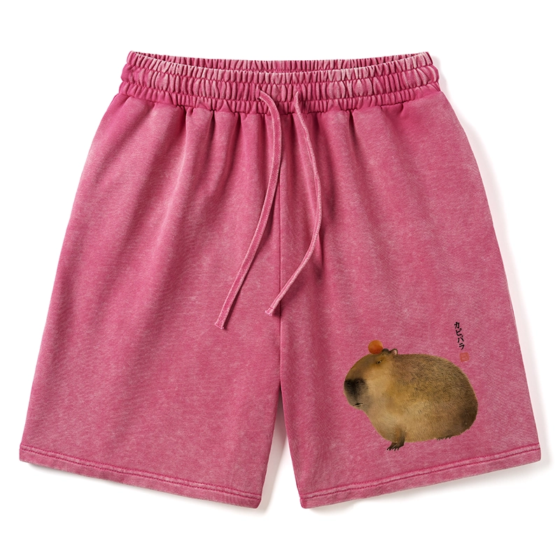 Tokyo-Tiger Calm Capybara Illustration Washed Shorts