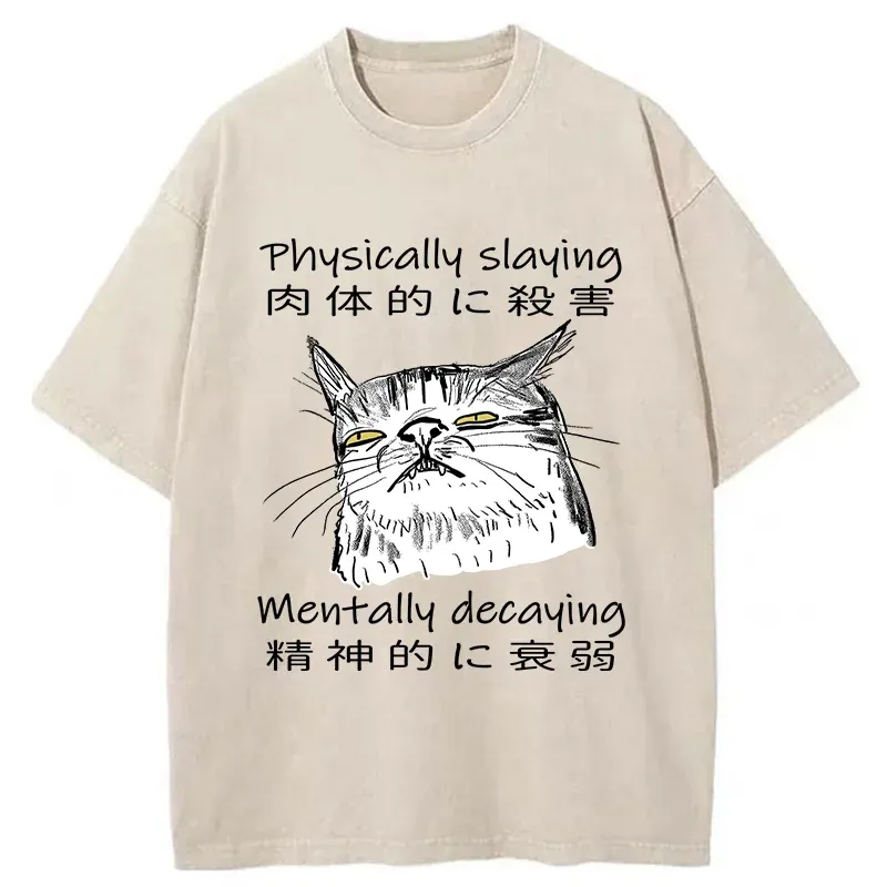 Tokyo-Tiger Physically Slaying Mentally Decaying Washed T-Shirt
