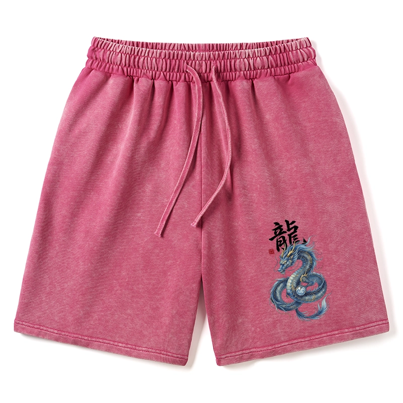 Tokyo-Tiger Mythic Blue Dragon Washed Shorts