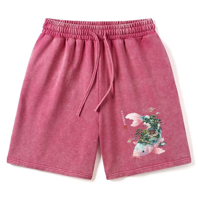 Tokyo-Tiger Journey Of The Flowing Koi Washed Shorts