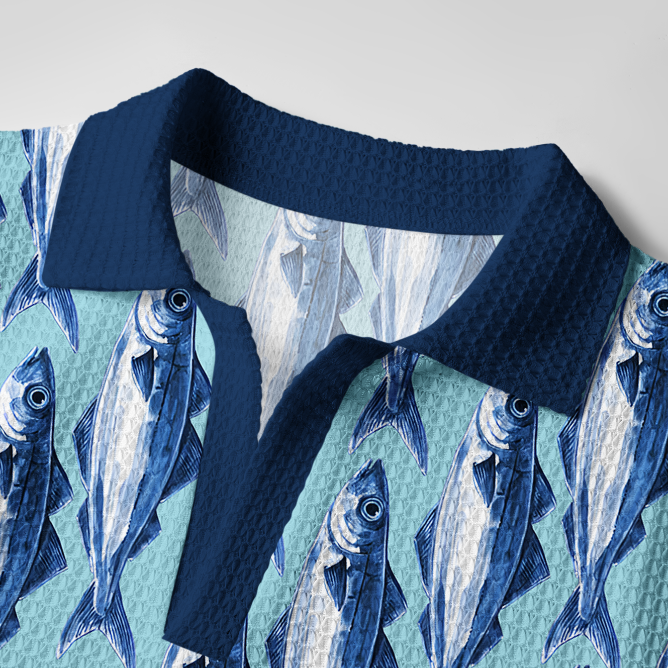 Tokyo-Tiger School Of Fish Crochet Polo Shirt
