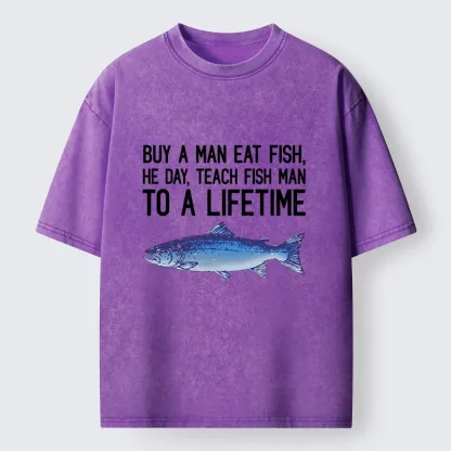Tokyo-Tiger Sarcastic Fish Proverb Meme With Salmon Washed T-Shirt