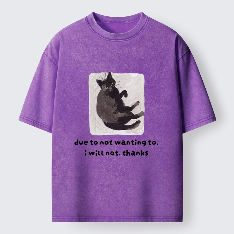 Tokyo-Tiger Cat Says No Thanks Funny Vibe Washed T-Shirt
