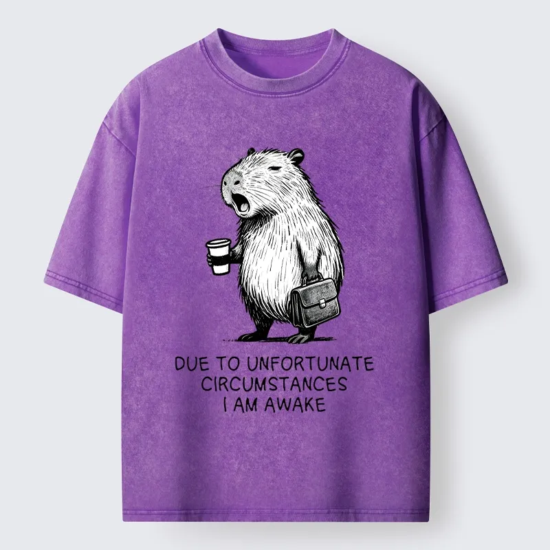 Tokyo-Tiger Capybara Is Awake Against Its Will Washed T-Shirt
