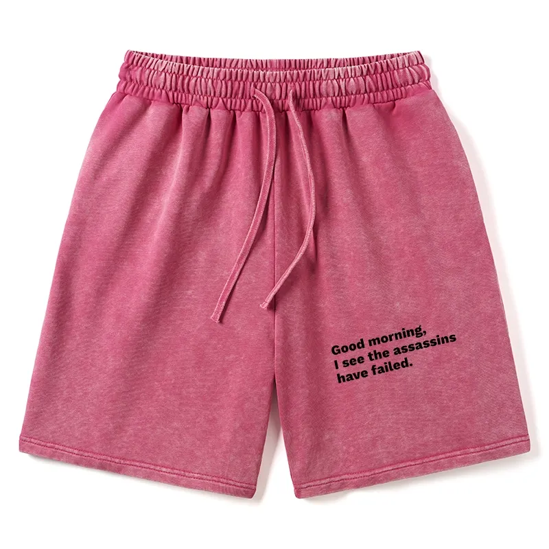 Tokyo-Tiger Assassins Failed Morning Quote Art Washed Shorts