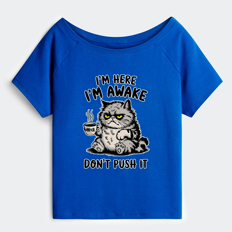 Tokyo-Tiger Tired Cat Off Shoulder T-Shirt