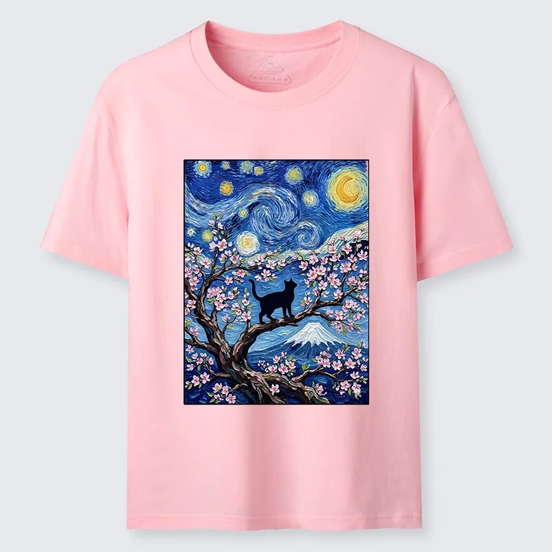 Tokyo-Tiger Van Gogh Style Cat With Mount Fuji Classic T-Shirt