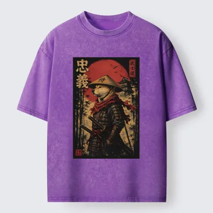Tokyo-Tiger Loyal Samurai Dog With A Sword Washed T-Shirt