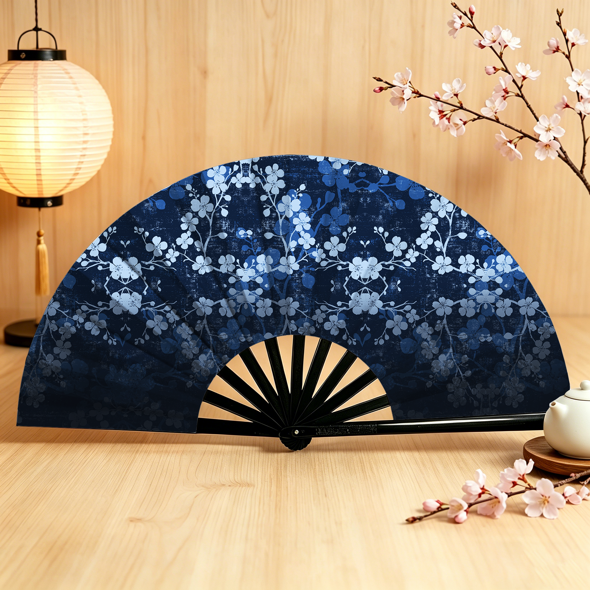 Tokyo-Tiger Midnight Blossoms Hand Fan