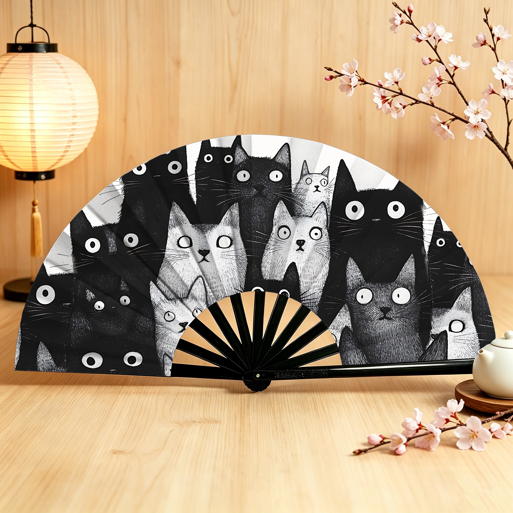 Tokyo-Tiger The Judgmental Stare Of Cats Hand Fan