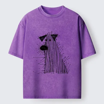 Tokyo-Tiger Wild And Woolly Hand Drawn Dog Washed T-Shirt