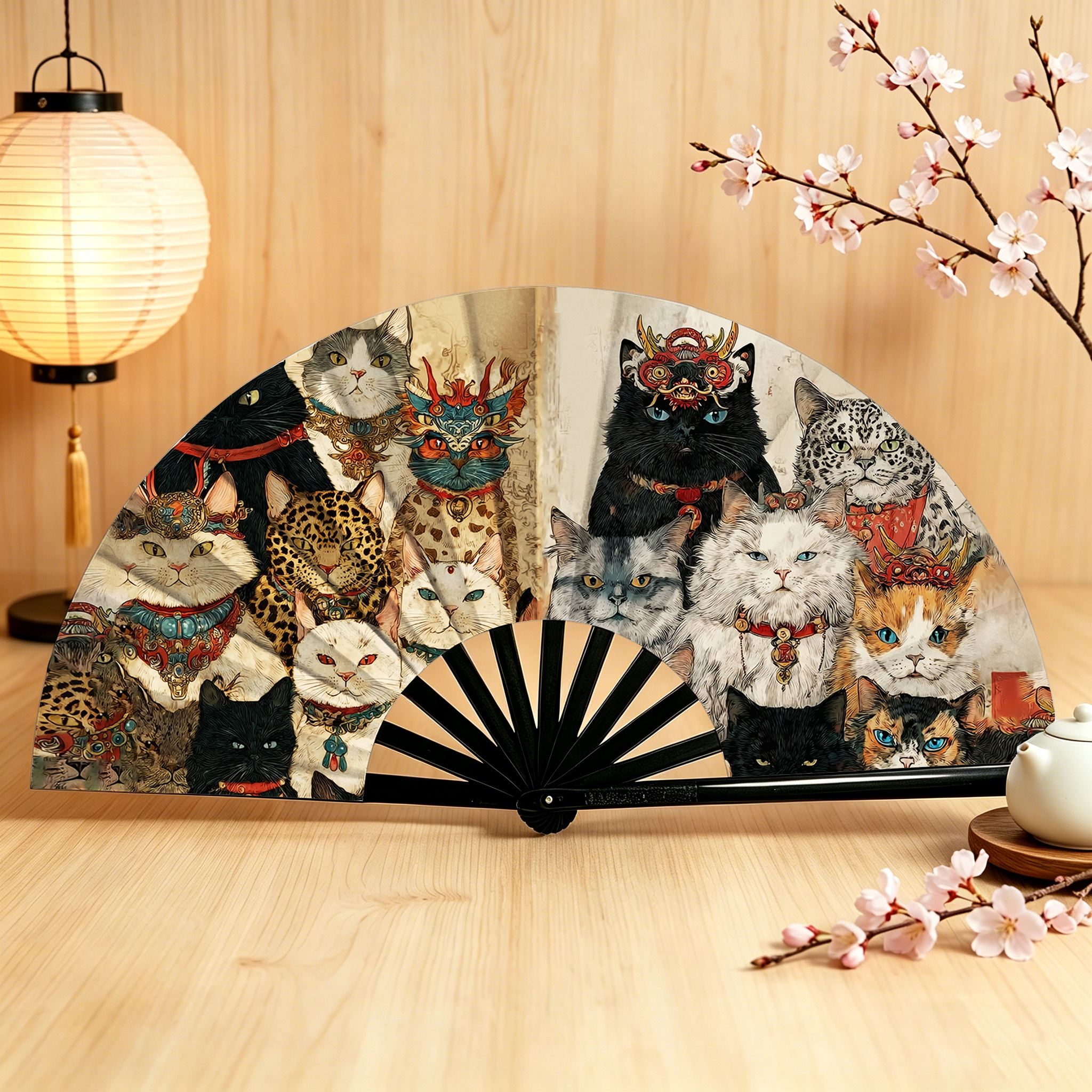 Tokyo-Tiger Cats Of The Grand Banquet Hand Fan